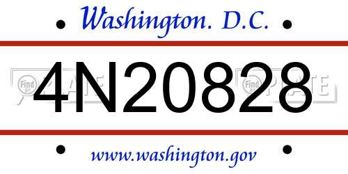 4N20828 District Of Columbia License Plate