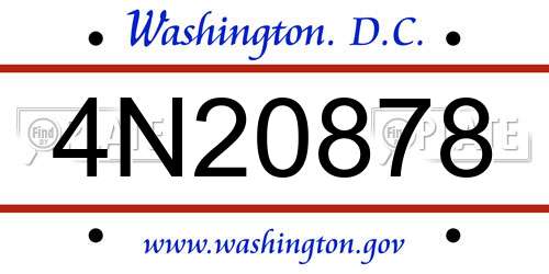 4N20878 District Of Columbia License Plate