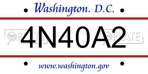 4N40A2 District Of Columbia License Plate