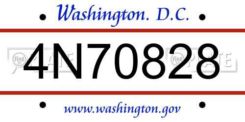 4N70828 District Of Columbia License Plate