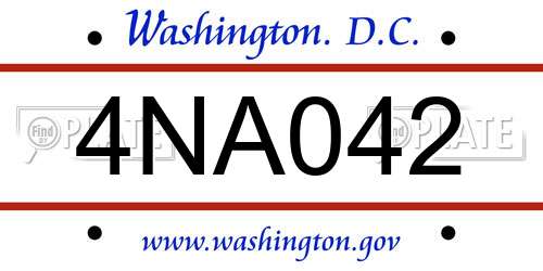 4NA042 District Of Columbia License Plate