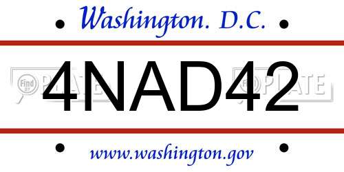 4NAD42 District Of Columbia License Plate