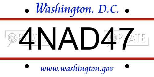 4NAD47 District Of Columbia License Plate