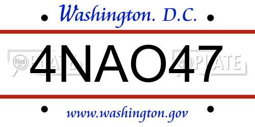 4NAO47 District Of Columbia License Plate