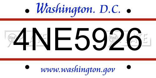 4NE5926 District Of Columbia License Plate