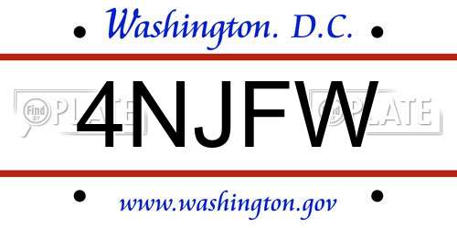 4NJFW District Of Columbia License Plate
