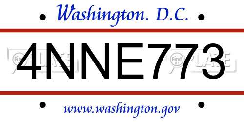 4NNE773 District Of Columbia License Plate