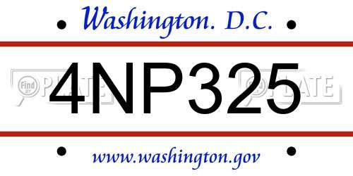 4NP325 District Of Columbia License Plate