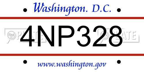 4NP328 District Of Columbia License Plate