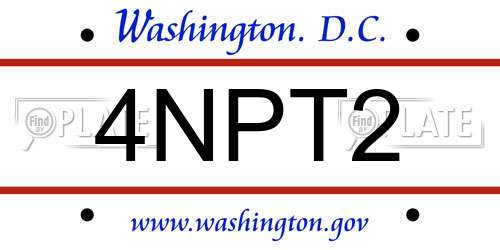 4NPT2 District Of Columbia License Plate