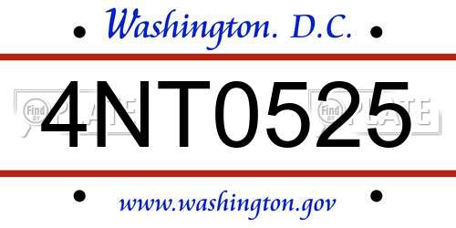 4NT0525 District Of Columbia License Plate