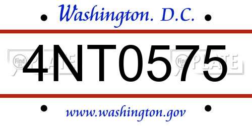 4NT0575 District Of Columbia License Plate