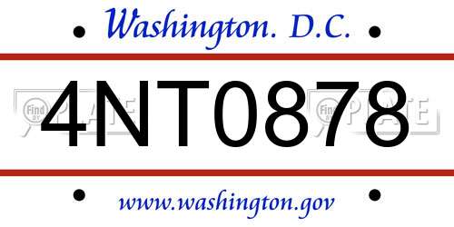 4NT0878 District Of Columbia License Plate