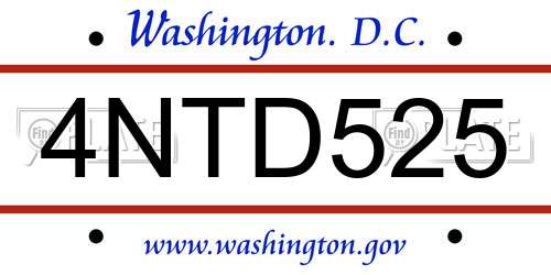 4NTD525 District Of Columbia License Plate