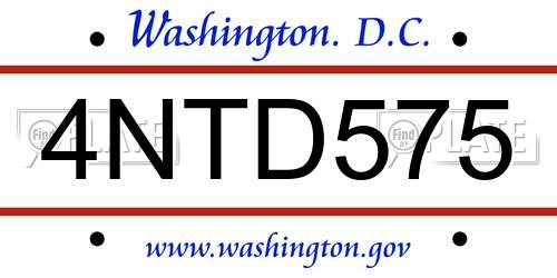 4NTD575 District Of Columbia License Plate