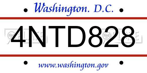 4NTD828 District Of Columbia License Plate