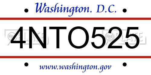 4NTO525 District Of Columbia License Plate