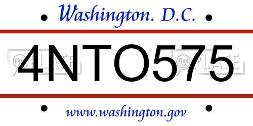 4NTO575 District Of Columbia License Plate