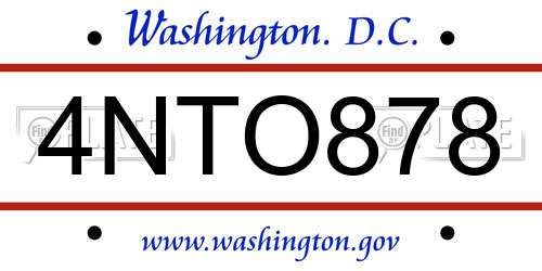 4NTO878 District Of Columbia License Plate