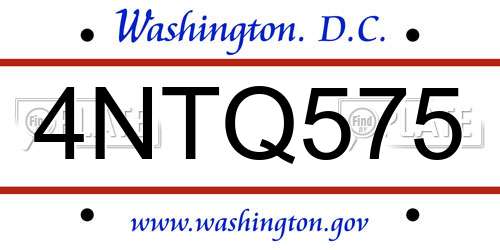 4NTQ575 District Of Columbia License Plate