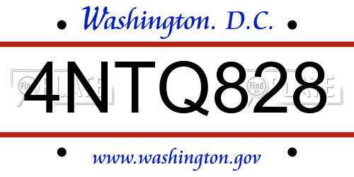 4NTQ828 District Of Columbia License Plate