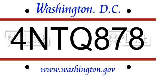 4NTQ878 District Of Columbia License Plate