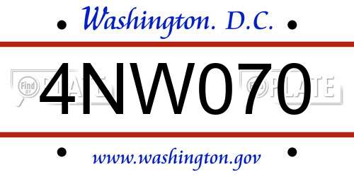4NW070 District Of Columbia License Plate