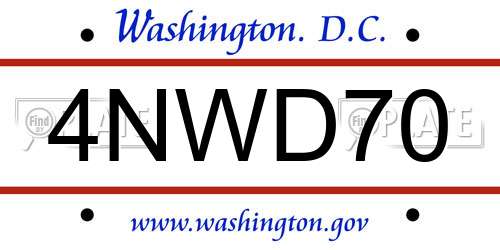 4NWD70 District Of Columbia License Plate