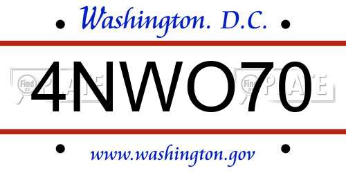4NWO70 District Of Columbia License Plate