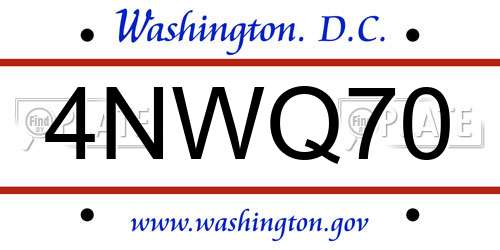 4NWQ70 District Of Columbia License Plate