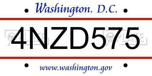 4NZD575 District Of Columbia License Plate