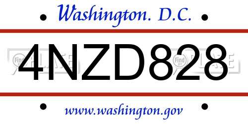 4NZD828 District Of Columbia License Plate