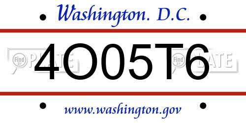 4O05T6 District Of Columbia License Plate
