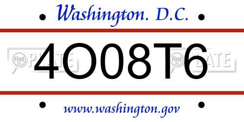 4O08T6 District Of Columbia License Plate