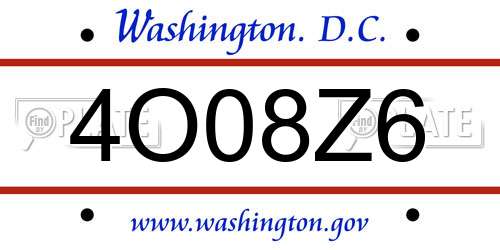 4O08Z6 District Of Columbia License Plate