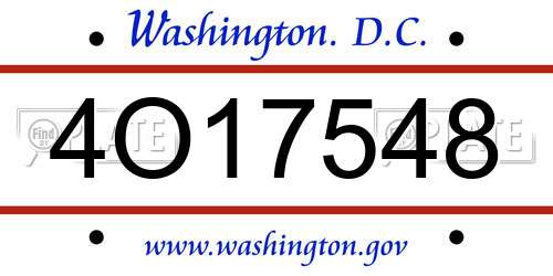 4O17548 District Of Columbia License Plate