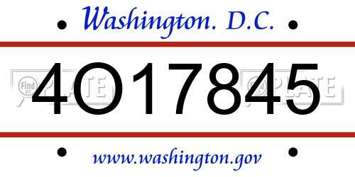 4O17845 District Of Columbia License Plate