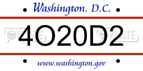 4O20D2 District Of Columbia License Plate