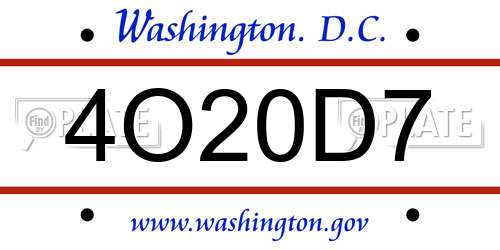 4O20D7 District Of Columbia License Plate