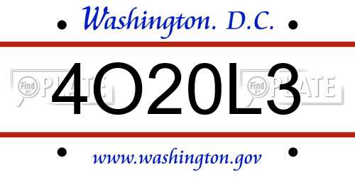 4O20L3 District Of Columbia License Plate