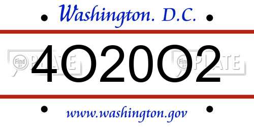 4O20O2 District Of Columbia License Plate