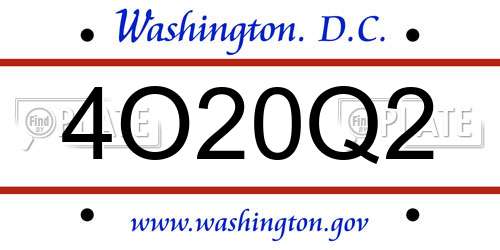 4O20Q2 District Of Columbia License Plate