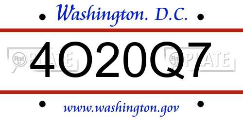 4O20Q7 District Of Columbia License Plate