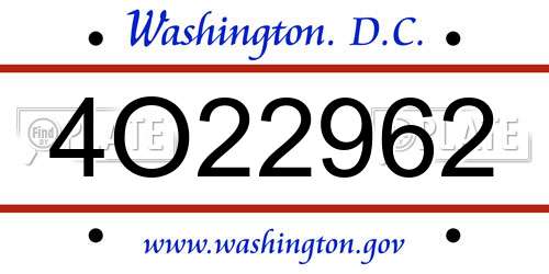 4O22962 District Of Columbia License Plate