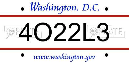 4O22L3 District Of Columbia License Plate