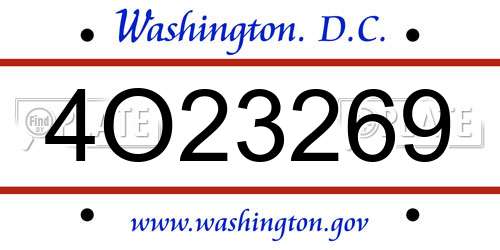 4O23269 District Of Columbia License Plate
