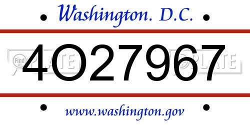 4O27967 District Of Columbia License Plate