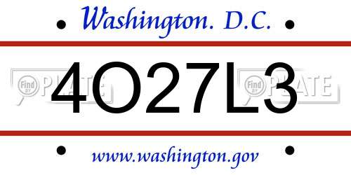 4O27L3 District Of Columbia License Plate