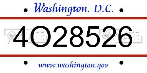 4O28526 District Of Columbia License Plate