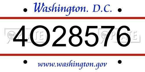 4O28576 District Of Columbia License Plate
